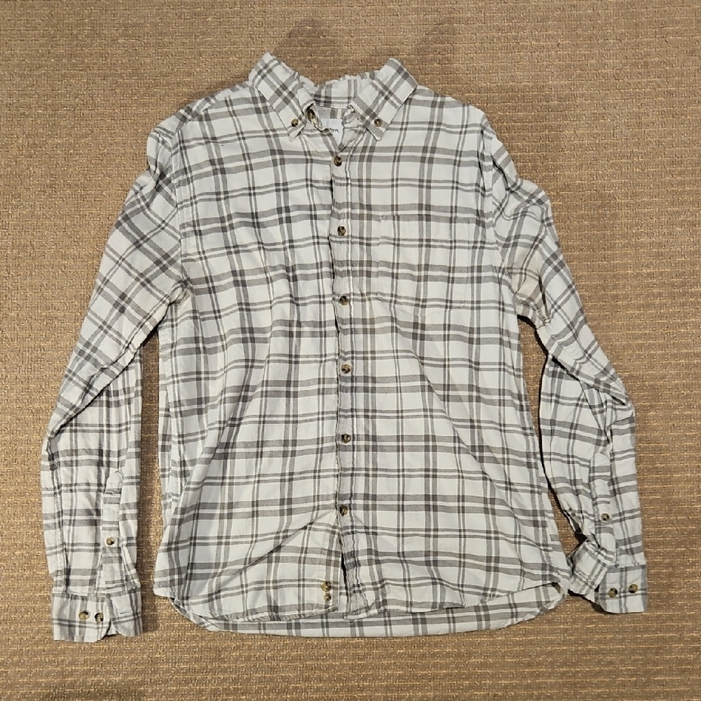 Goodfellow & Co White and Gray Plaid Shirt